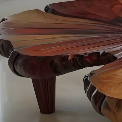 Modern leaf tea table, hand-carved wooden table