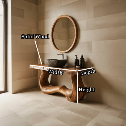 WaveForm Vanity – Sculpted Solid Wood Live Edge Design - Rustira